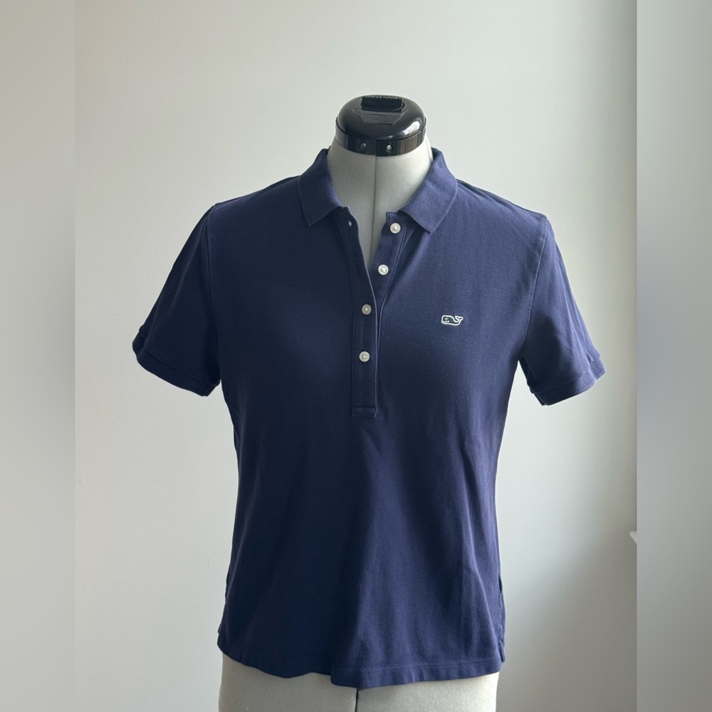 Vineyard Vines Heritage Polo Shirt Navy Blue Short Sleeve Whale Logo Size S